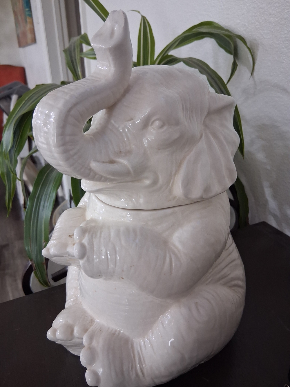 & Other Stories Glossy White Ceramic Elephant Canister